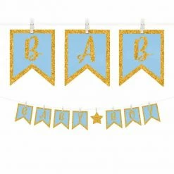 Party Animal Direct BABY BOY GLITTER PEG BANNER