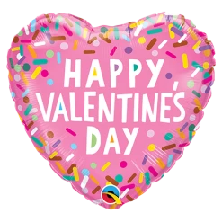 Party Animal Direct “Happy Valentines Day” Sprinkles Pink Standard Heart Foil