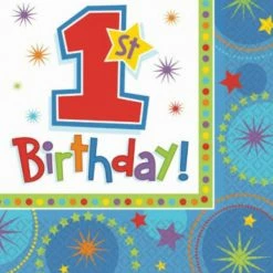 Party Animal Direct One-derful Birthday Boy Luncheon Napkins - Pk16 1st Birthday