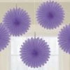 Party Animal Direct MINI FAN DECORATIONS 5 PACK - PURPLE