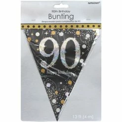 Party Animal Direct SPARKLING CELEBRATION 90TH BIRTHDAY FLAG BANNER