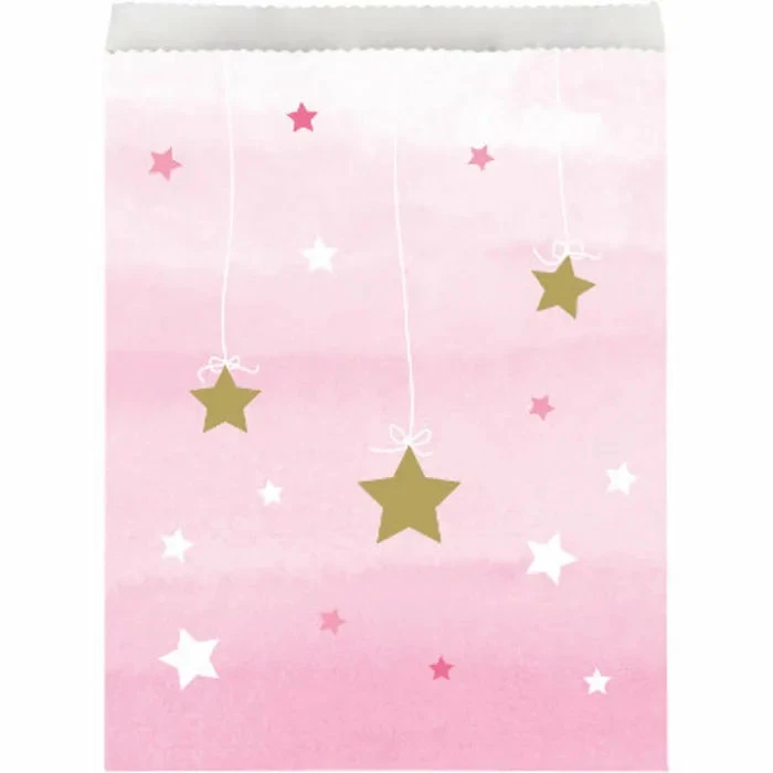 Party Animal Direct ONE LITTLE STAR PINK TREAT BAGS (PACK OF 10)