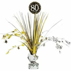 Party Animal Direct SPARKLING CELEBRATION 80TH BIRTHDAY FOIL SPRAY CENTREPIECE