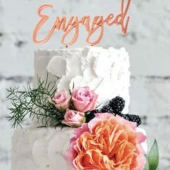 Party Animal Direct ENGAGED ROSE GOLD METAL CAKE TOPPER