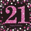 Party Animal Direct PINK CELEBRATION 21ST BIRTHDAY LARGE NAPKINS / SERVIETTES (PACK OF 16)