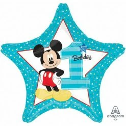 Party Animal Direct Printed Foil Balloons Mickey Mouse 1ST Birthday Star