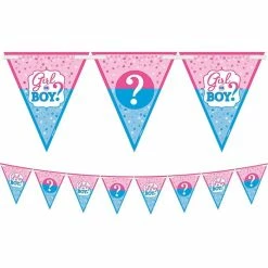 Party Animal Direct GIRL OR BOY PENNANT BANNER (4.57M) Baby Shower