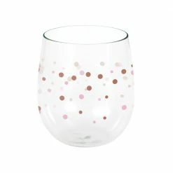 Party Animal Direct ROSE GOLD DOT STEMLESS PLASTIC WINE GLASS