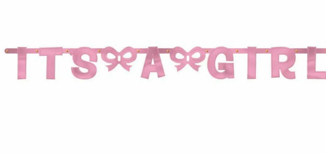 Party Animal Direct IT'S A GIRL BABY SHOWER METALLIC LETTER BANNER
