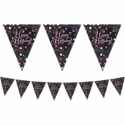 Party Animal Direct PINK CELEBRATIONS HAPPY BIRTHDAY PRISMATIC CELEBRATION BANNER