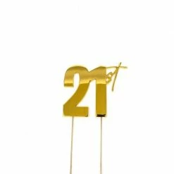 Party Animal Direct 21ST GOLD METAL CAKE TOPPER