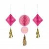 Party Animal Direct Baby Shower Girl Honeycomb Hanging Decorations 3 Pack