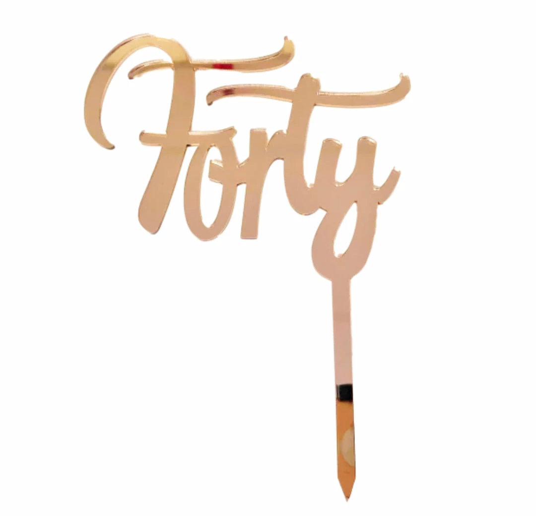 Party Animal Direct FORTY ROSE GOLD ACRYLIC TOPPER 40th Birthday