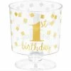 Party Animal Direct 1st Birthday 59ml Hot Stamped Tiny Pedestal Cups 30 Pack - Clear/Gold