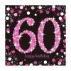 Party Animal Direct PINK CELEBRATION 60TH BIRTHDAY LARGE NAPKINS / SERVIETTES (PACK OF 16)