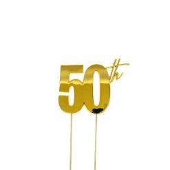 Party Animal Direct 50th Birthday 50TH GOLD METAL CAKE TOPPER