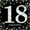 Party Animal Direct Sparkling Celebration Happy 18th Birthday Lunch Napkins 16 Pack - Silver