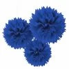 Party Animal Direct ROYAL BLUE TISSUE PAPER POM POM BALLS (PACK OF 3)
