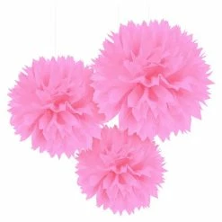 Party Animal Direct PINK TISSUE PAPER POM POM BALLS (PACK OF 3)
