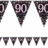 Party Animal Direct PINK CELEBRATION 90TH BIRTHDAY FLAG BANNER