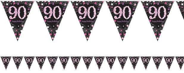 Party Animal Direct PINK CELEBRATION 90TH BIRTHDAY FLAG BANNER