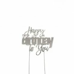 Party Animal Direct HAPPY BIRTHDAY TO YOU SILVER CAKE TOPPER