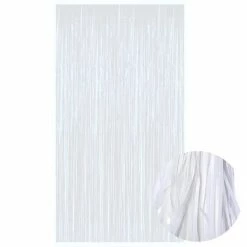 Party Animal Direct METALLIC WHITE DOOR CURTAIN 90CM X 200CM