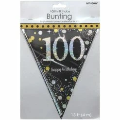 Party Animal Direct SPARKLING CELEBRATION 100TH BIRTHDAY FLAG BANNER