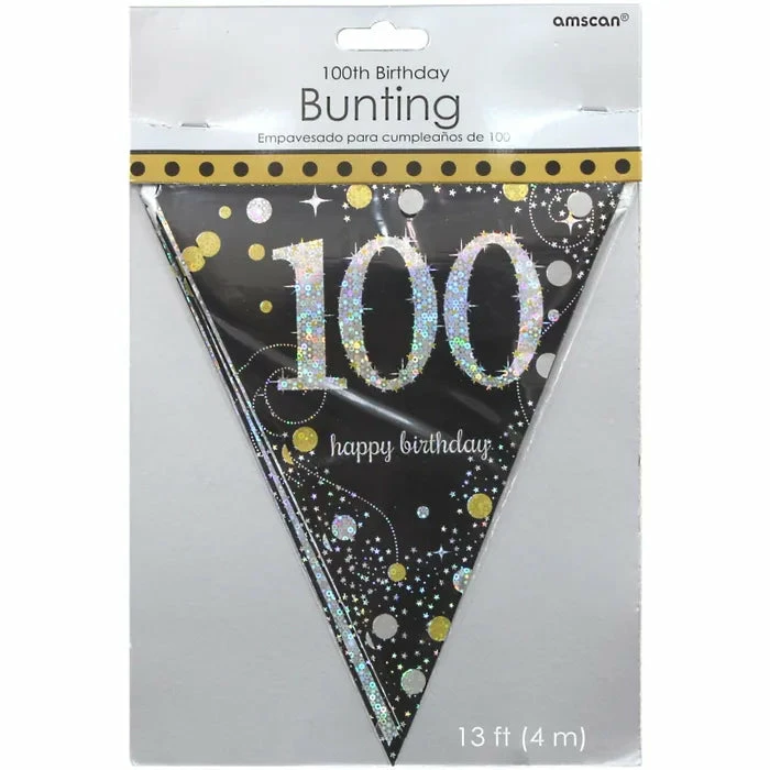 Party Animal Direct SPARKLING CELEBRATION 100TH BIRTHDAY FLAG BANNER