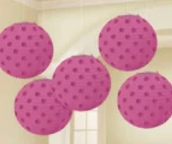 Party Animal Direct MINI PAPER PAPER LANTERNS 5PK - PINK