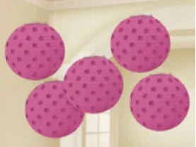 Party Animal Direct MINI PAPER PAPER LANTERNS 5PK - PINK