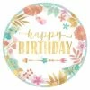 Party Animal Direct Boho “happy Birthday” Round Plates