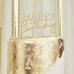Party Animal Direct GOLD ACRYLIC HAPPY BIRTHDAY CAKE TOPPER