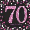 Party Animal Direct PINK CELEBRATION 70TH BIRTHDAY LARGE NAPKINS / SERVIETTES (PACK OF 16)