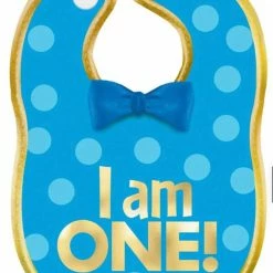 Party Animal Direct 1ST BIRTHDAY BLUE FABRIC BIB