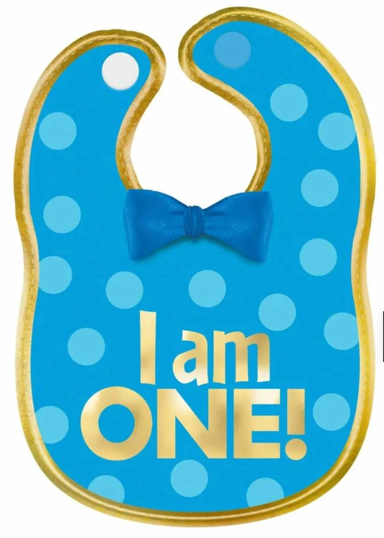 Party Animal Direct 1ST BIRTHDAY BLUE FABRIC BIB
