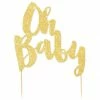 Party Animal Direct Baby Shower GOLD OH BABY GLITTER CAKE TOPPER