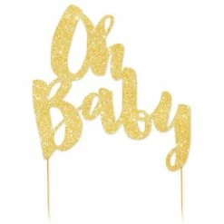 Party Animal Direct Baby Shower GOLD OH BABY GLITTER CAKE TOPPER