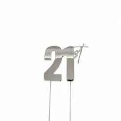 Party Animal Direct 21ST SILVER METAL CAKE TOPPER