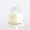 Party Animal Direct HAPPY BIRTHDAY SILVER METAL CAKE TOPPER