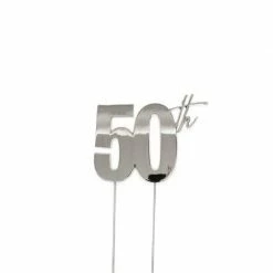 Party Animal Direct 50TH SILVER METAL CAKE TOPPER 50th Birthday