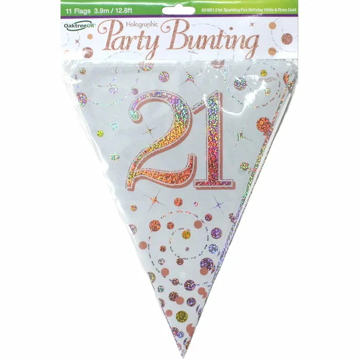 Party Animal Direct SPARKLING FIZZ ROSE GOLD 21ST BIRTHDAY FLAG BANNER