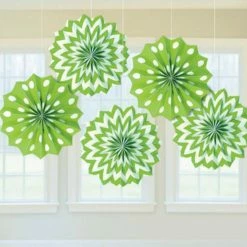 Party Animal Direct MINI FAN DECORATIONS 5 PACK - GREEN