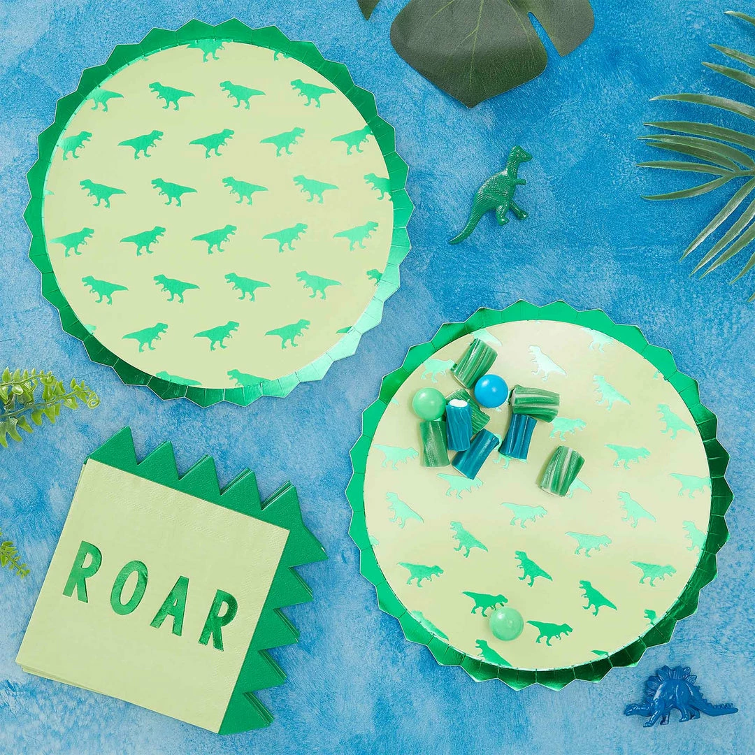 Party Animal Direct Roar Shaped Paper Plates 23cm Dinosaur Party