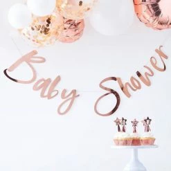 Party Animal Direct ROSE GOLD BABY SHOWER BUNTING