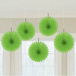 Party Animal Direct MINI FAN DECORATIONS 5 PACK - GREEN