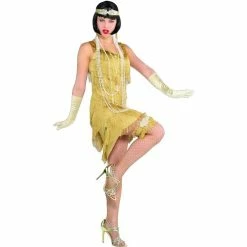 Party Animal Direct ROARING 20’s CHAMPAGNE FLAPPER DRESS - ADULT STANDARD Costumes