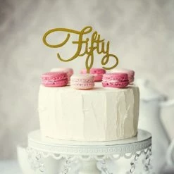 Party Animal Direct 50th Birthday GOLD GLITTER FIFTY CAKE TOPPER