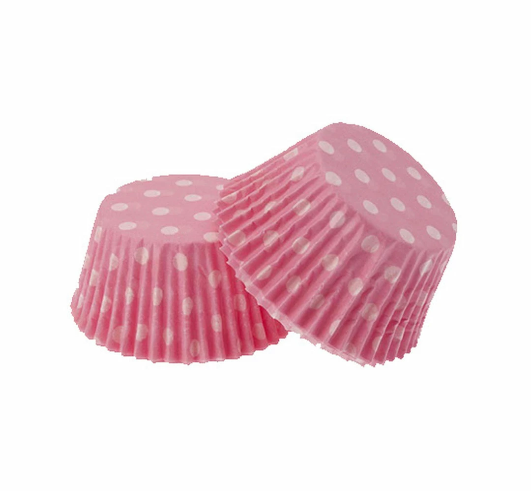 Party Animal Direct Cupcake Cases Polka Dots 75Pk - Baby Pink Cake Making Supplies