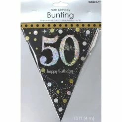 Party Animal Direct SPARKLING CELEBRATION 50TH BIRTHDAY FLAG BANNER